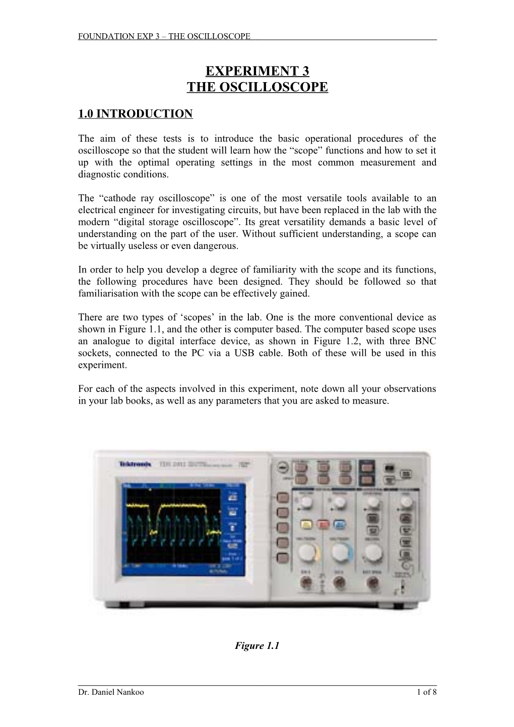 Foundation Exp 3 the Oscilloscope