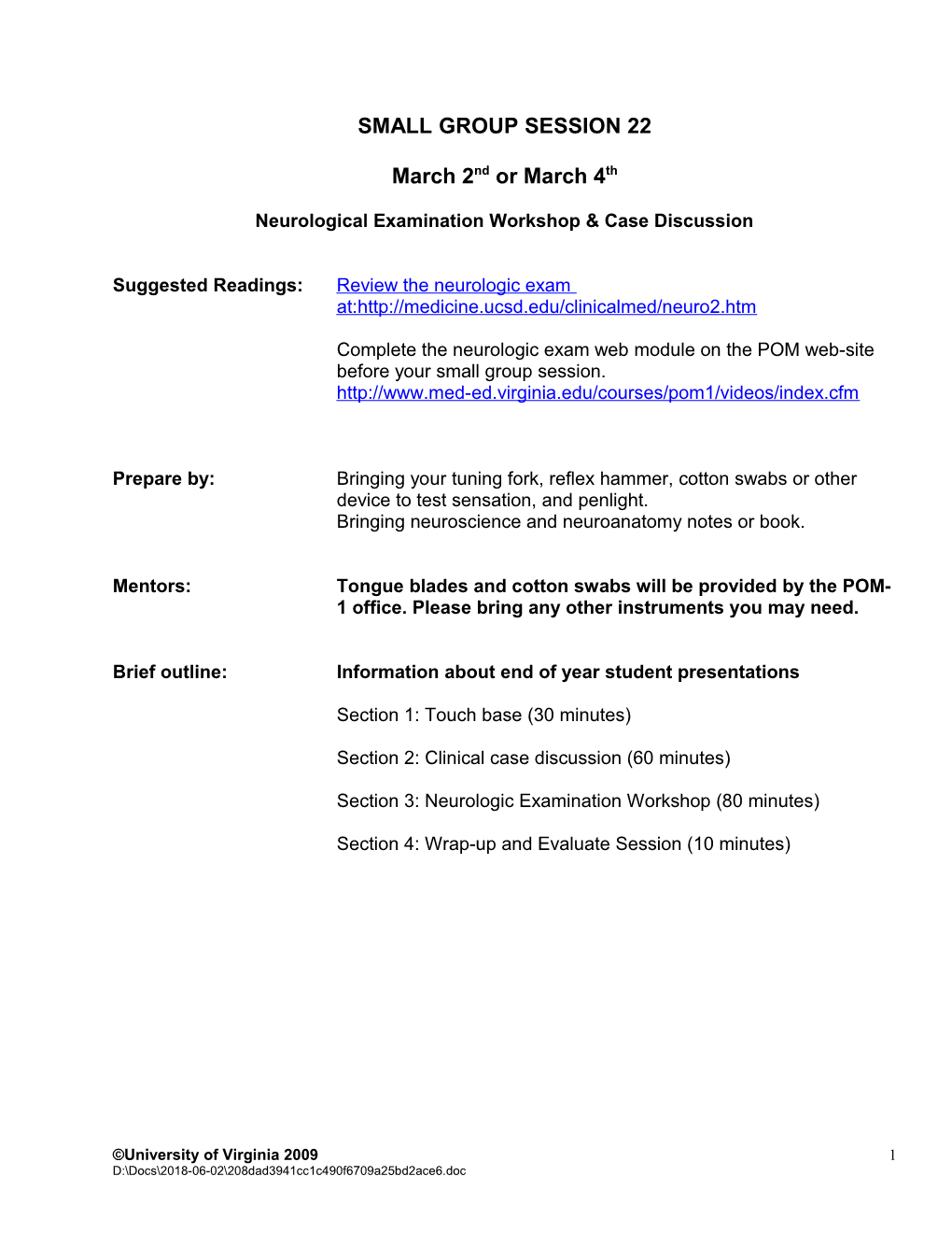 __Week 11: Case and Neurologic Examination