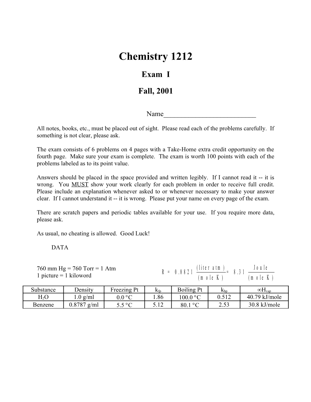 Chemistry 1212 Exam I Page 4 Name s1