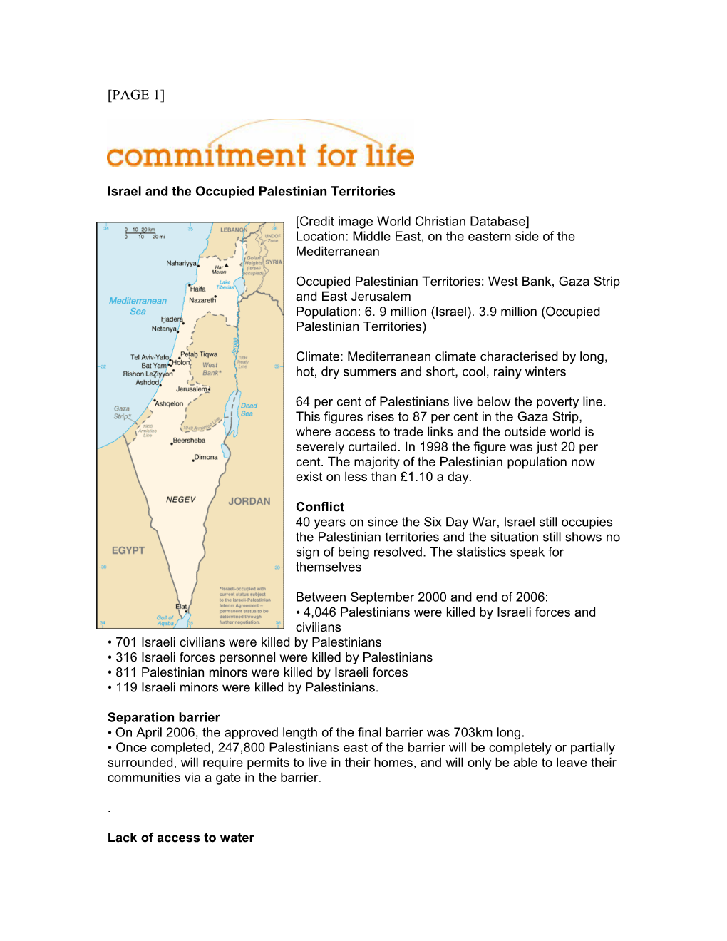 Israel and the Occupied Palestinian Territories