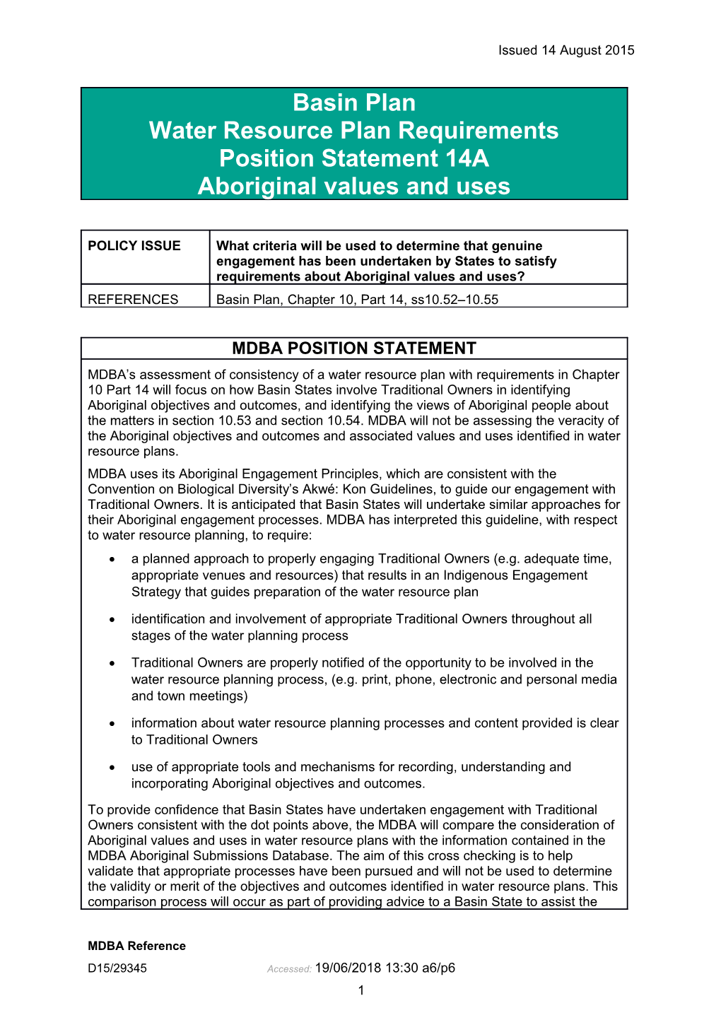 14A Aboriginal Objectives and Outcomes