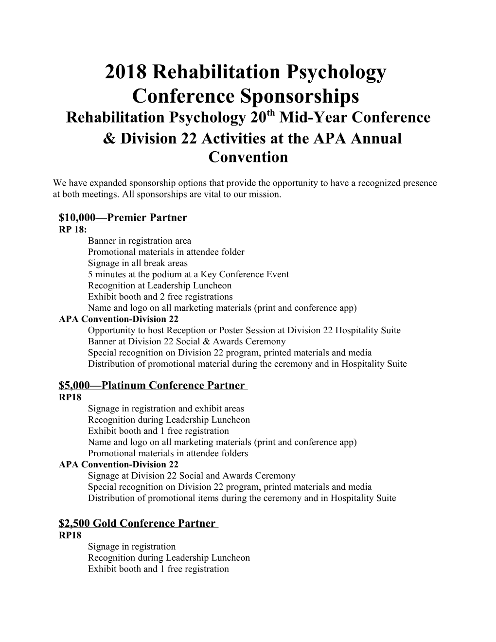 Rehabilitation Psychology 20Th Mid-Year Conference