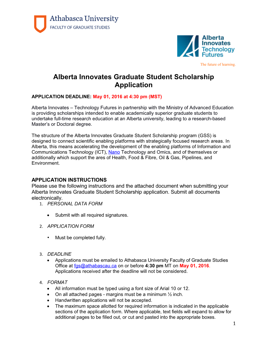 Alberta Innovates Graduate Student Scholarship