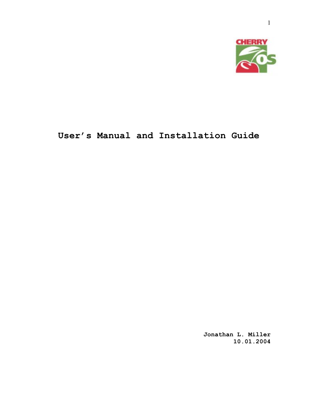 User S Manual and Installation Guide