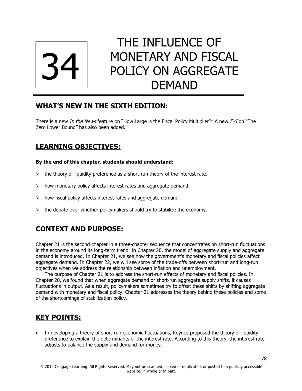 Chapter 34/The Influence of Monetary and Fiscal Policy on Aggregate Demand 1