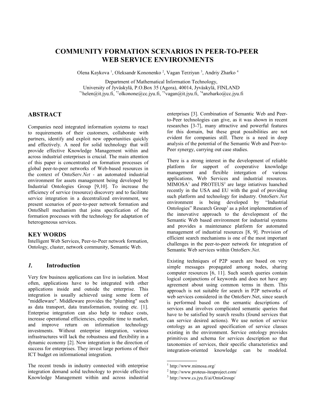 Formation Scenarios in Ontoserv.Net - Global Network of Intelligent Industrial Maintenance