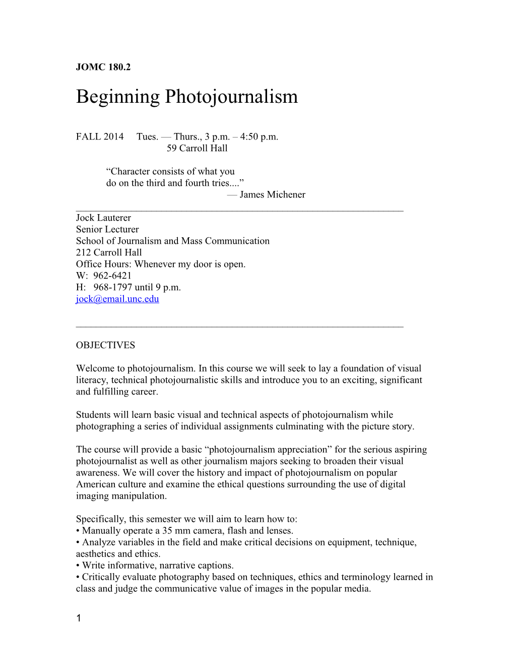 Beginning Photojournalism