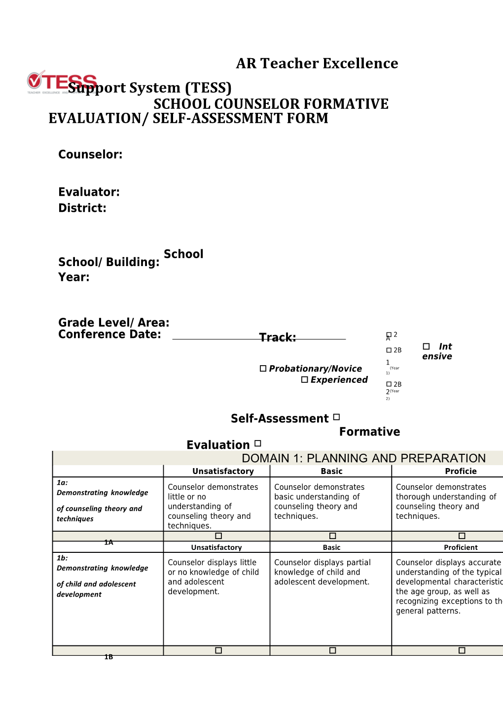 AR Teacher Excellence Support System (TESS)