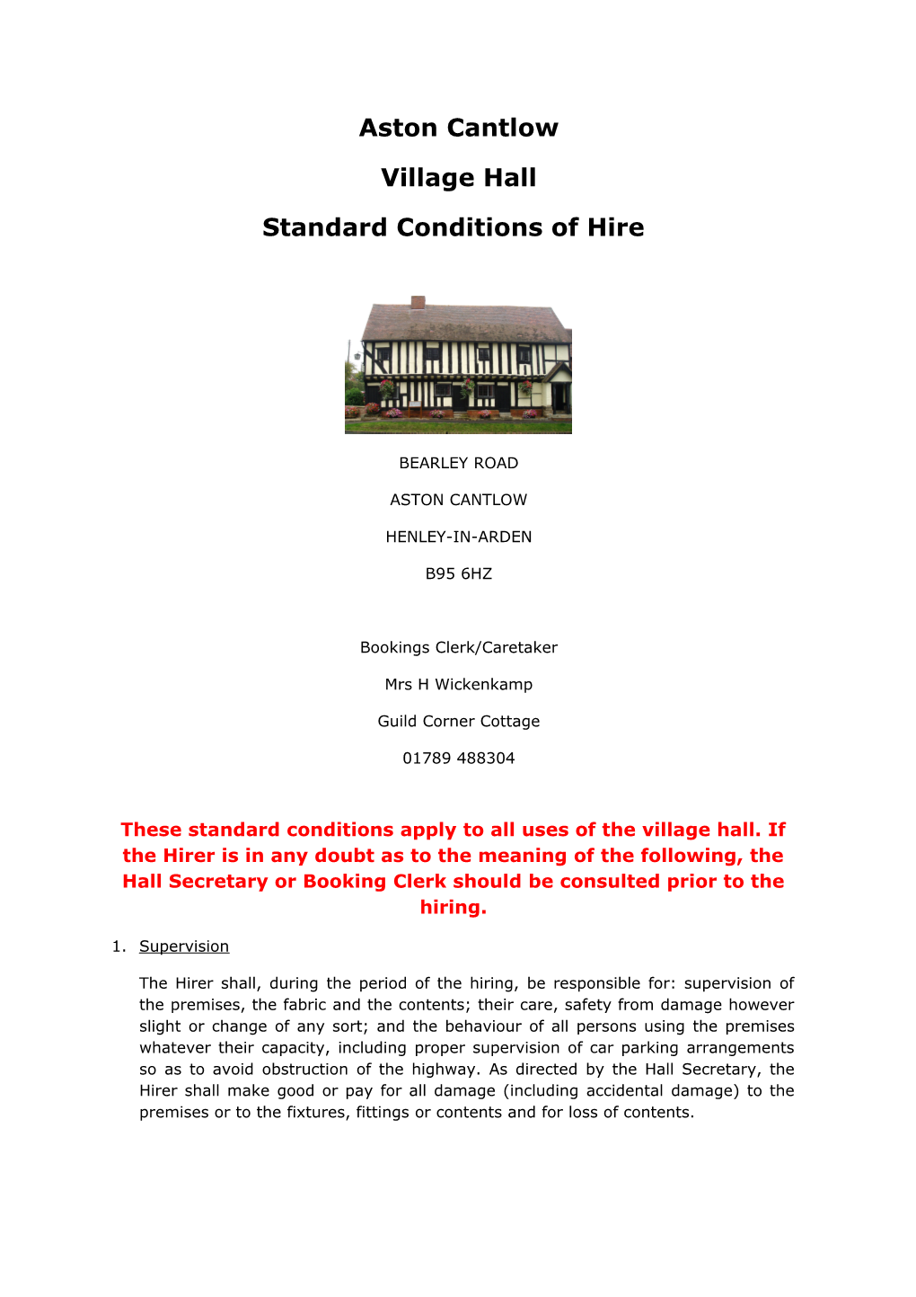 Standard Conditions of Hire