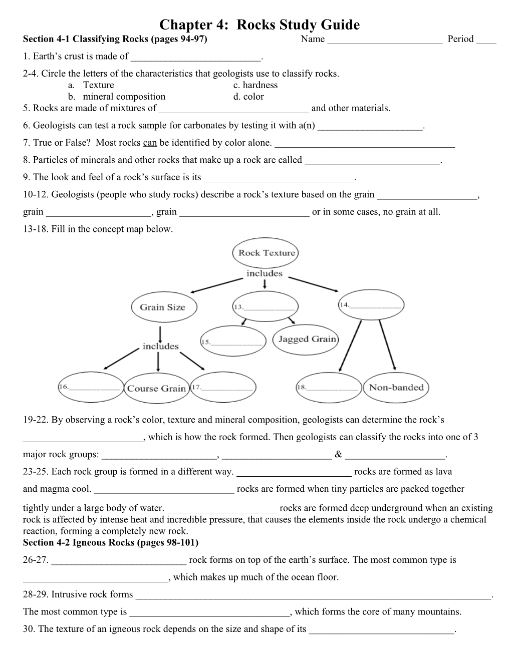 Chapter 3: Rocks Study Guide