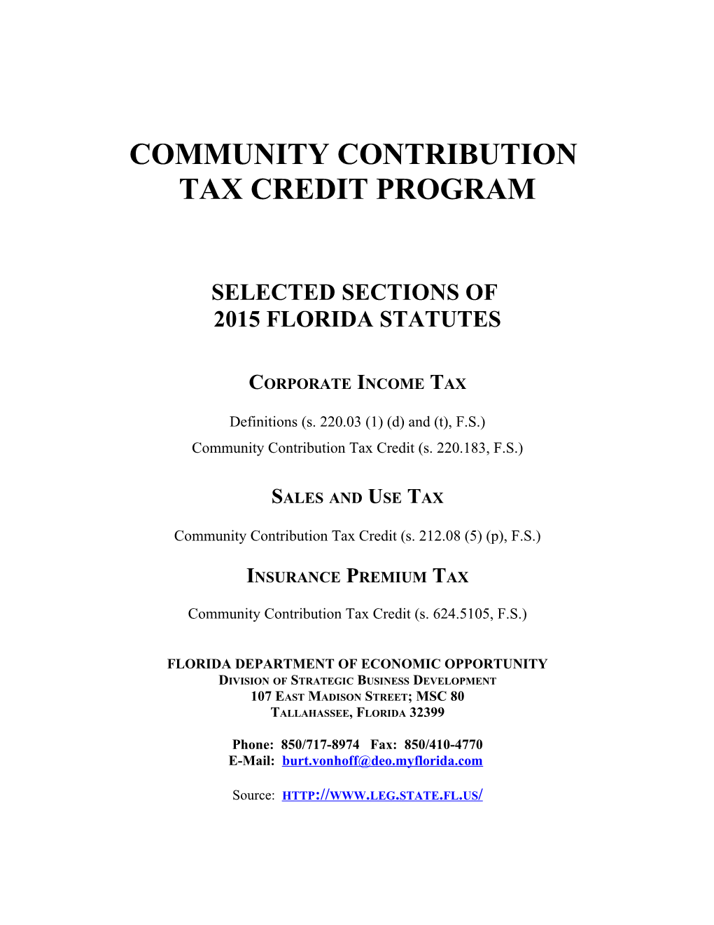 Community Contribution Tax Credit Program