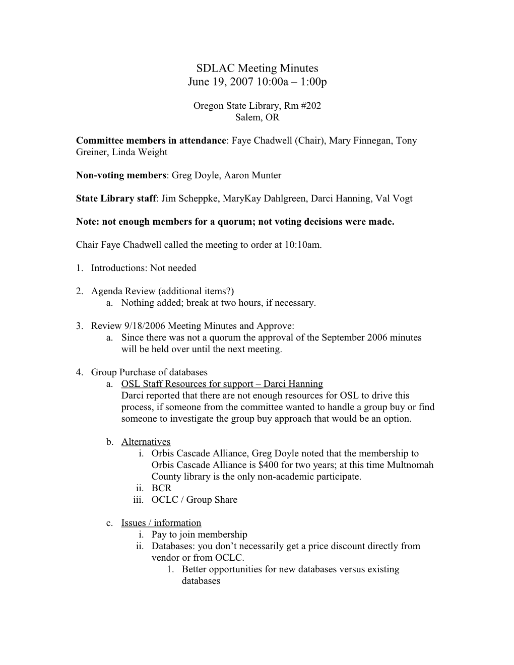 SDLAC Meeting Minutes (Draft)