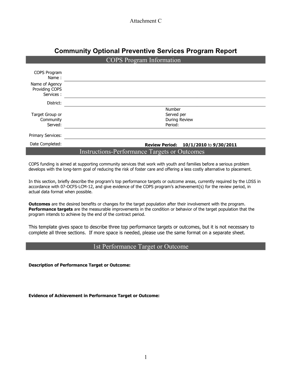 Community Optional Preventive Services Program Report