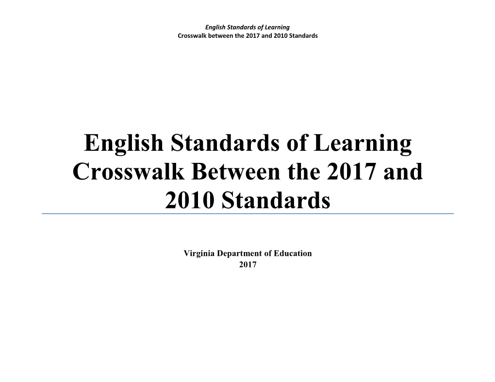 Crosswalk Between the 2017 and 2010 Standards
