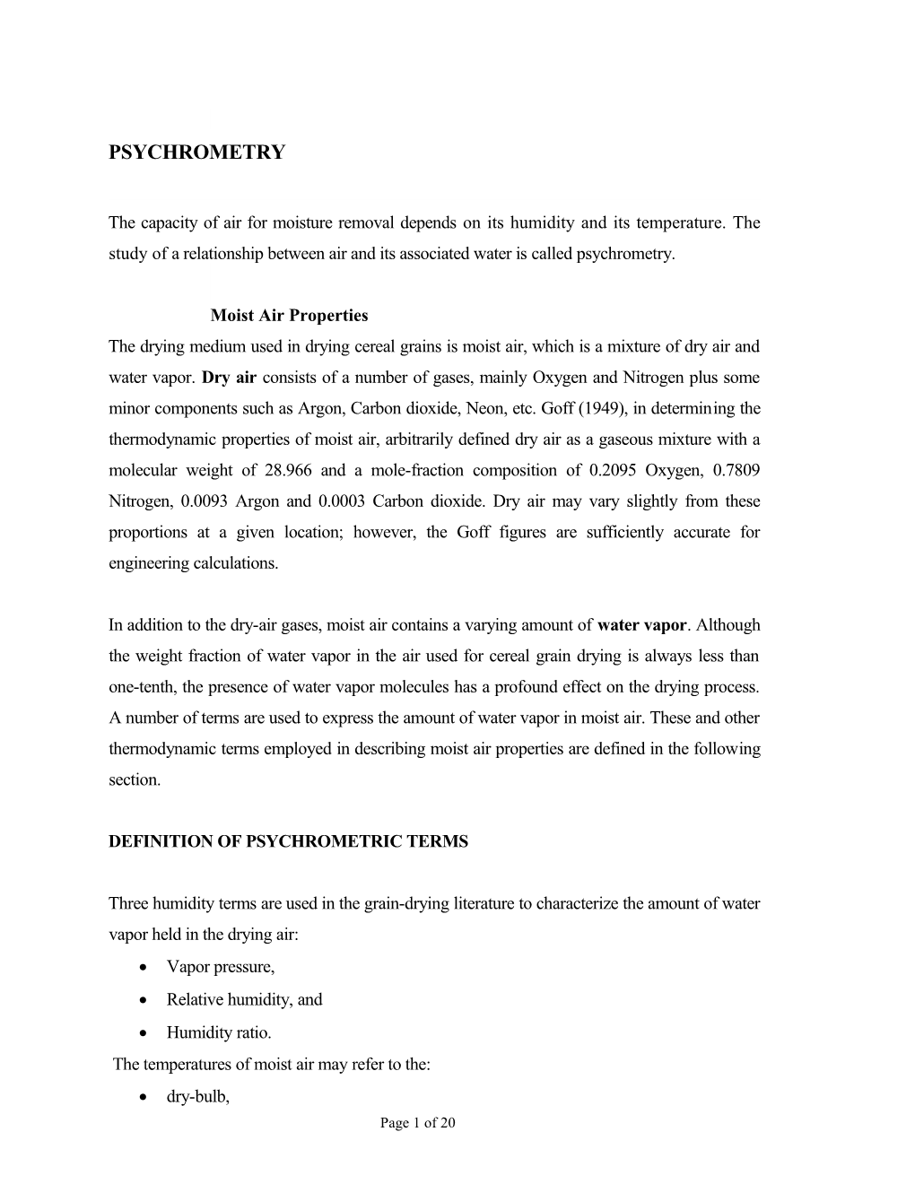 Moist Air Properties