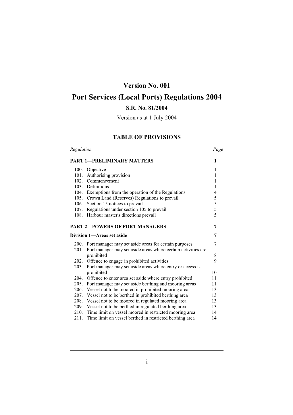 Port Services (Local Ports) Regulations 2004