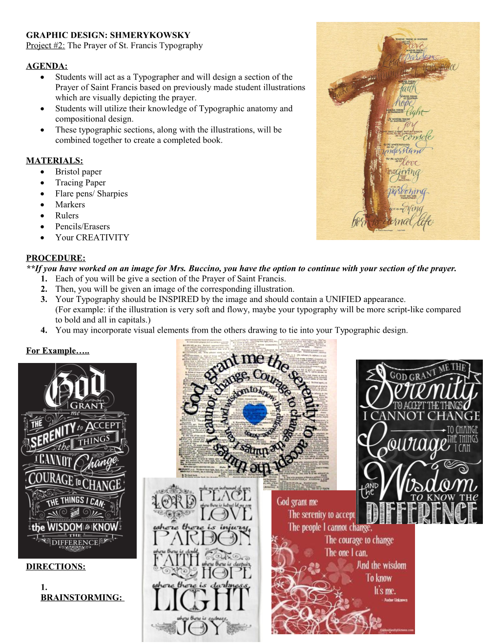 Project #2: the Prayer of St. Francis Typography