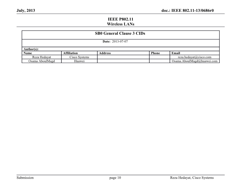 Submission Page 10 Reza Hedayat, Cisco Systems