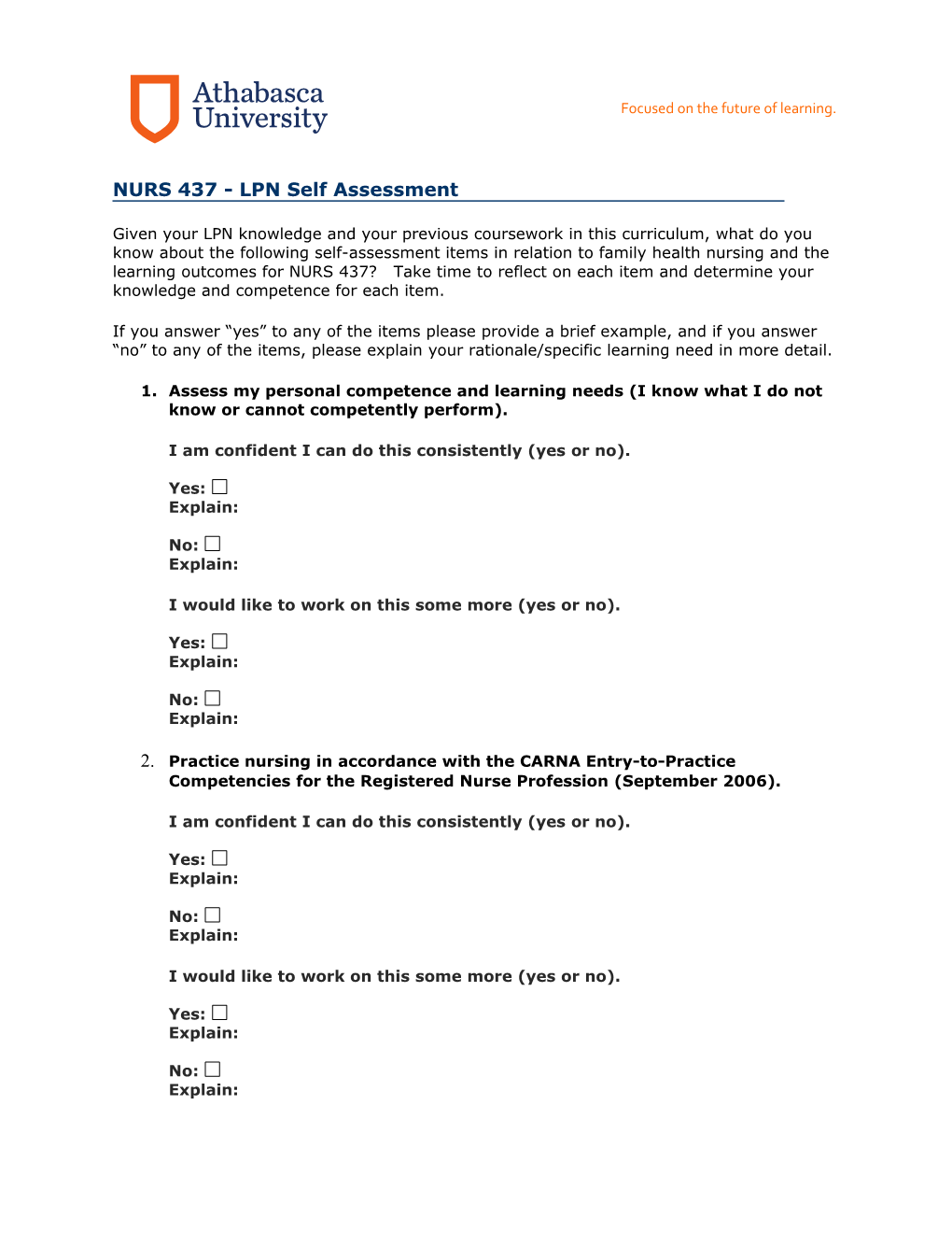 NURS 437 - LPN Self Assessment