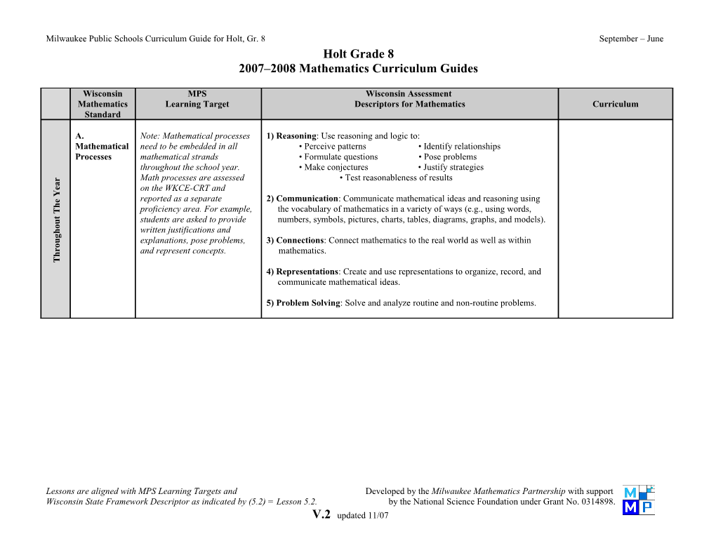 2007 2008 Mathematics Curriculum Guides