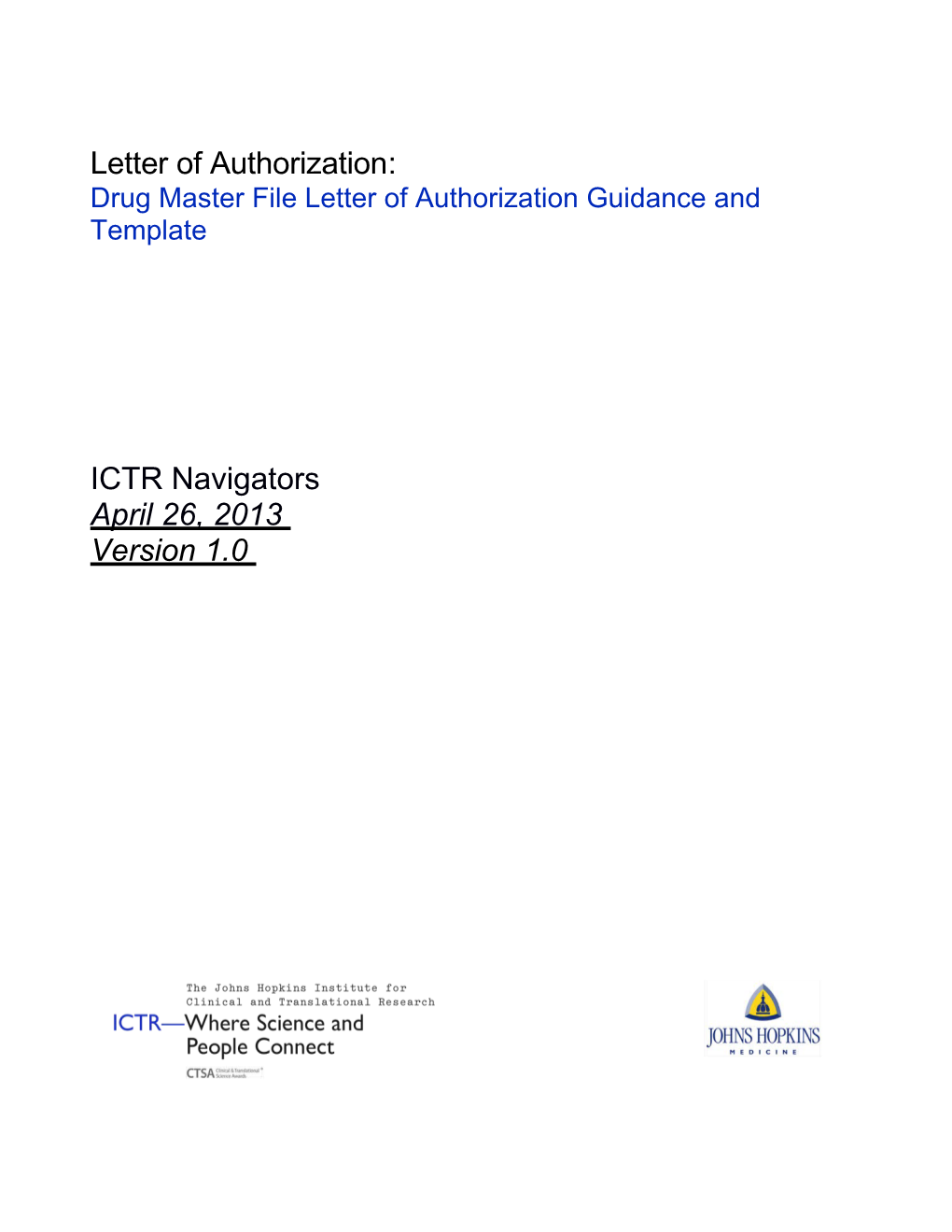 ICTR DDRS: DMF Letter of Authorization Guidance and Template Version 1.0