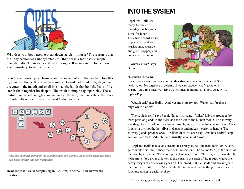 Read About It Here in Simple Sugars: a Simple Story. Then Answer the Questions