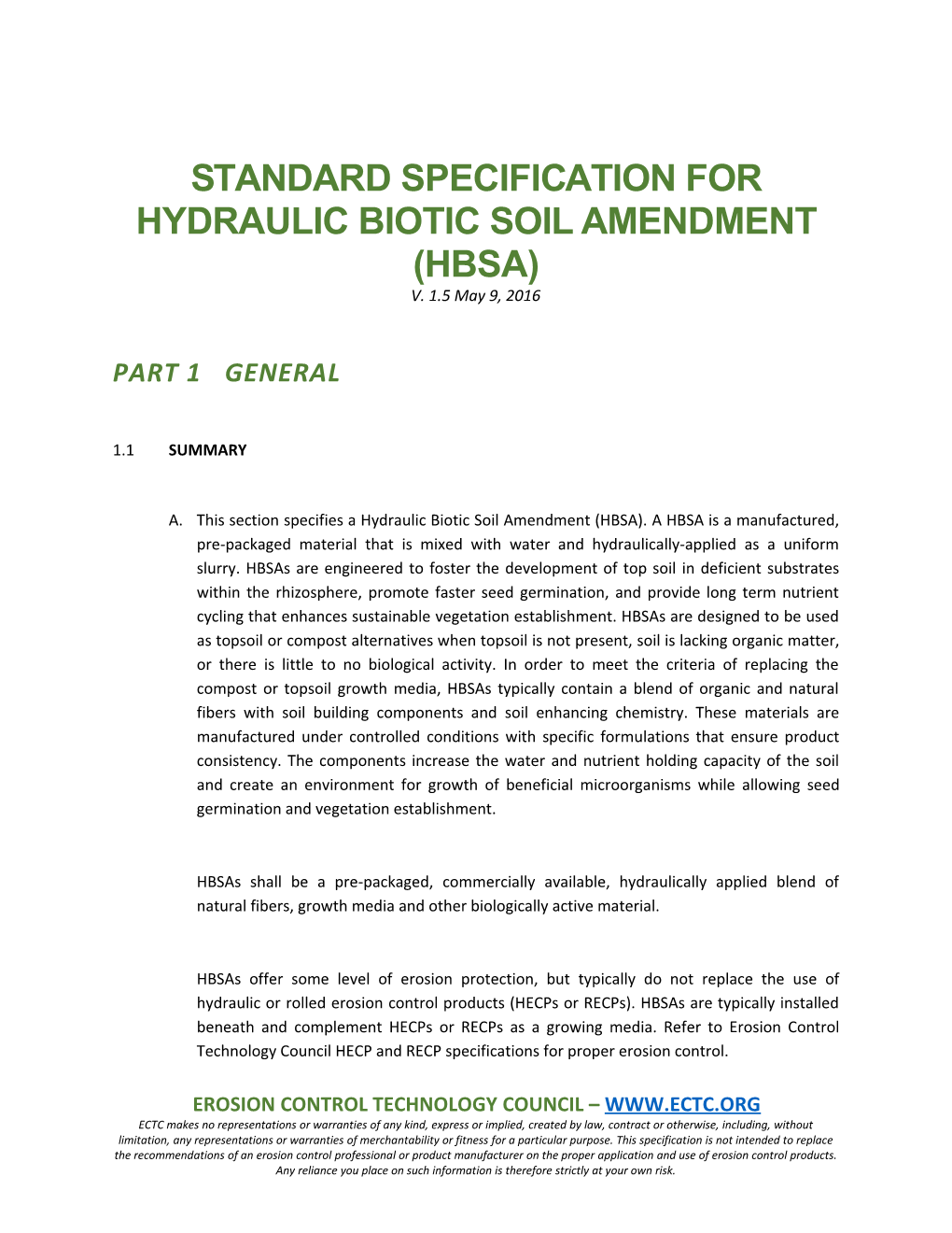 Standard Specification for Hydraulic Biotic Soil Amendment (Hbsa)