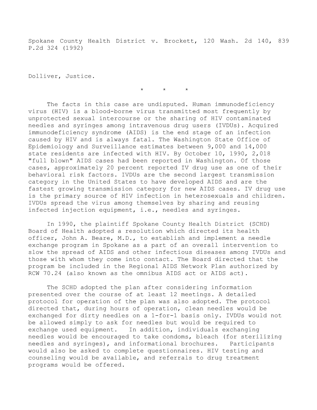 Spokane County Health District V. Brockett, 120 Wash. 2D 140, 839 P.2D 324 (1992)