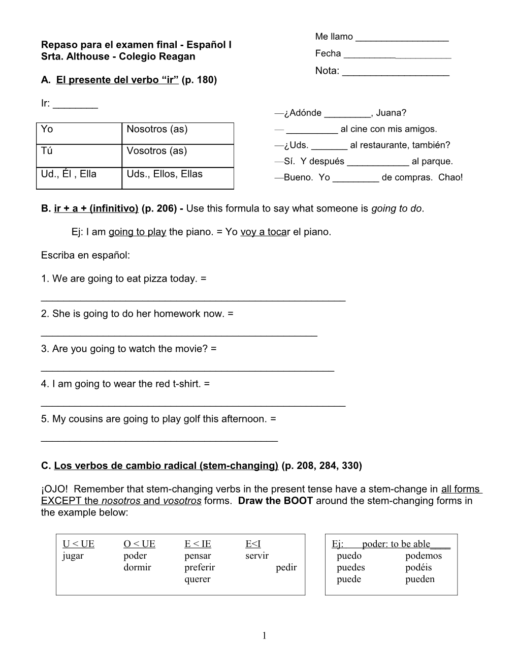 Repaso Para El Examen Del Segundo Semestre