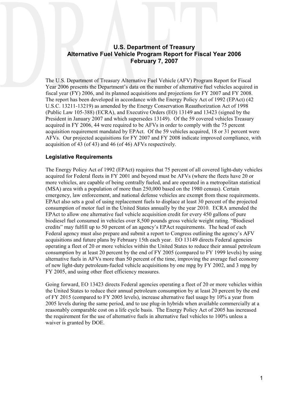 DOE Fleet AFV Acquisition Report for 2000