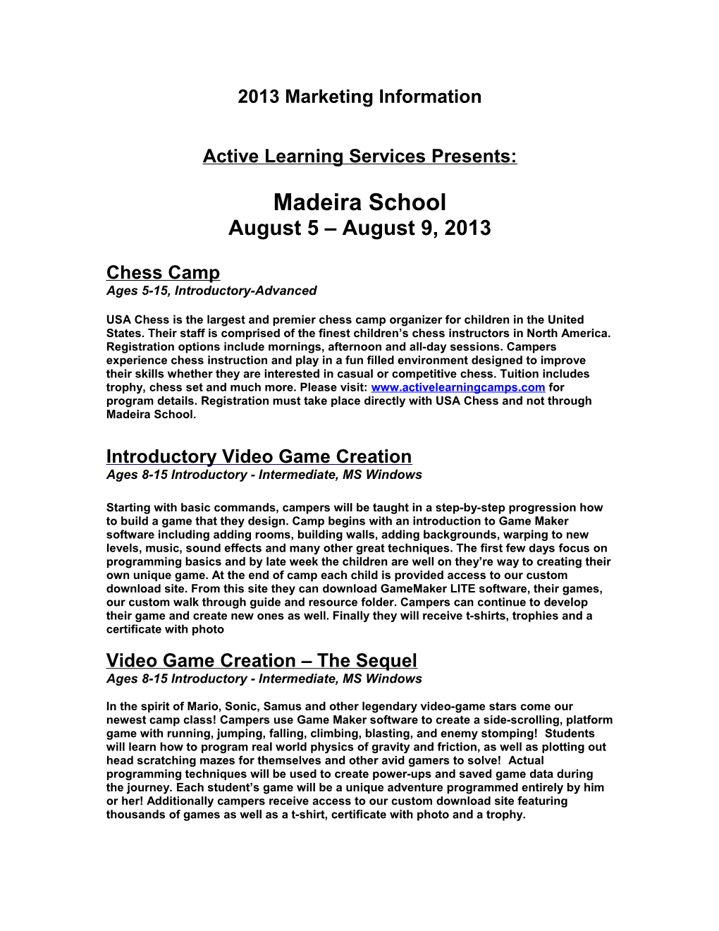 Active Learning Services Presents