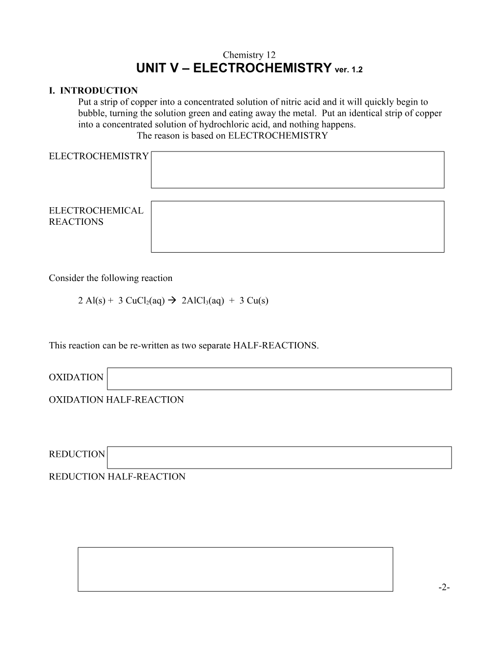 UNIT V ELECTROCHEMISTRY Ver. 1.2