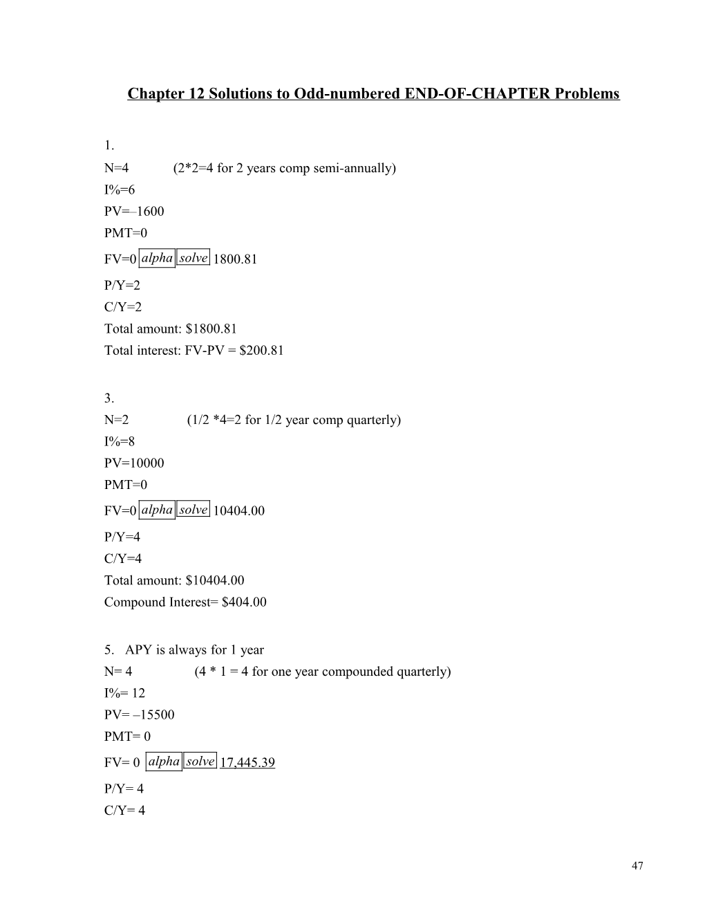 Chapter 12 Solutions to Odd-Numbered END-OF-CHAPTER Problems