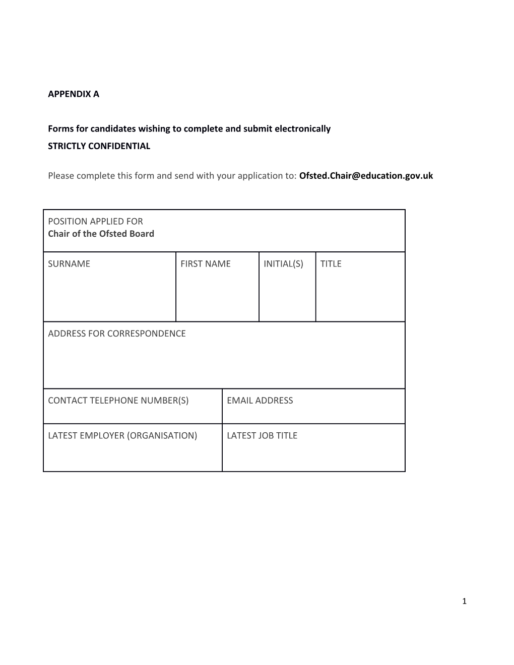 Draft Applicant Pack for HMCI Recruitment