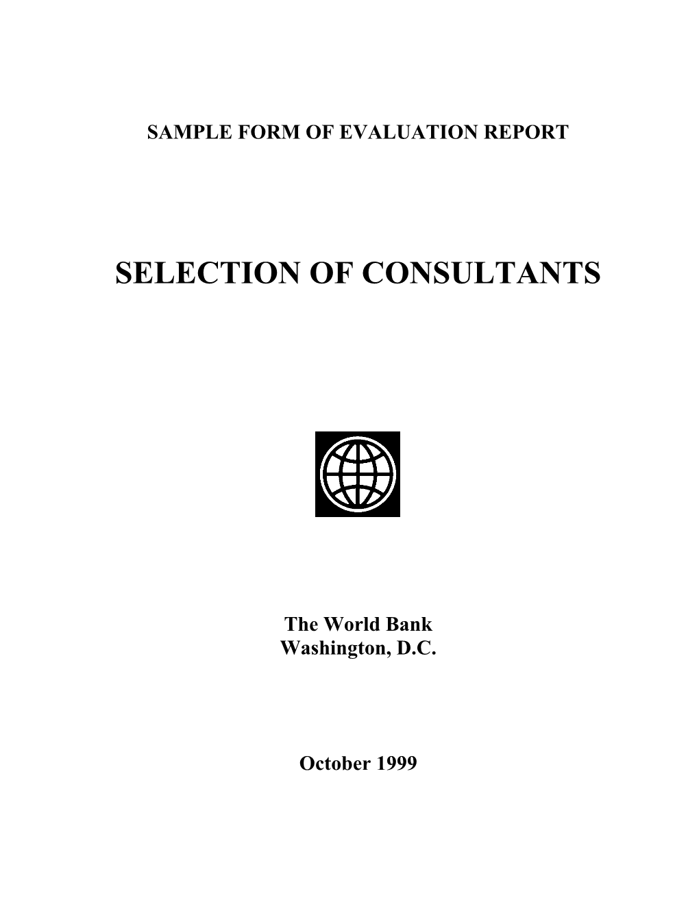 Sample Form of Evaluation Report