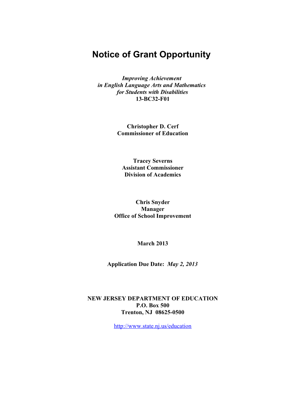 Section Ii: Grant Program Information