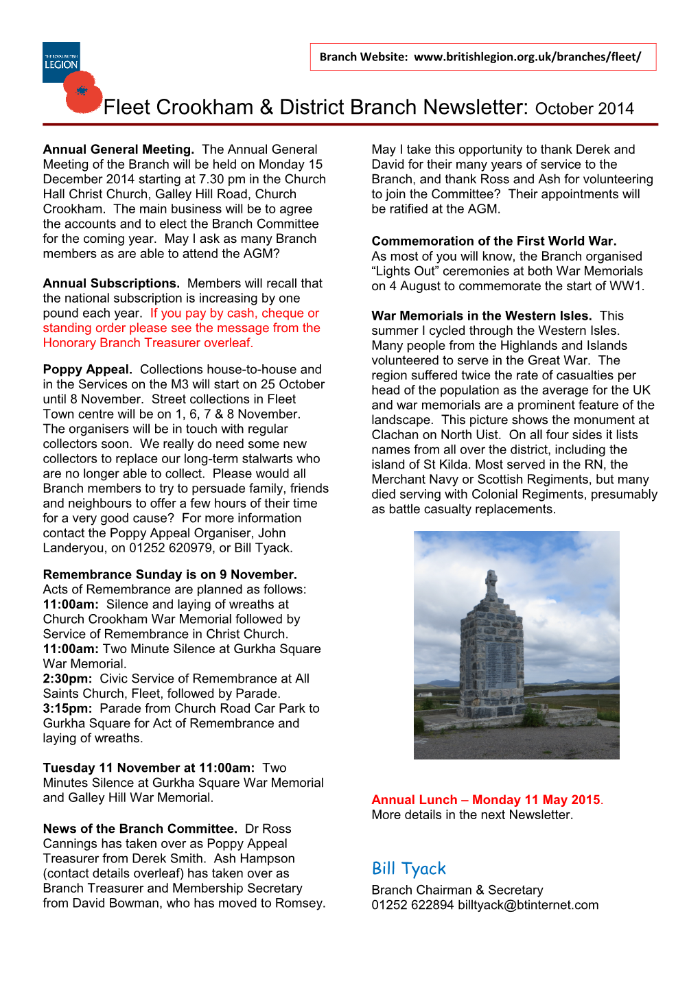 Fleet Crookham & District Branch Newsletter: July 2012