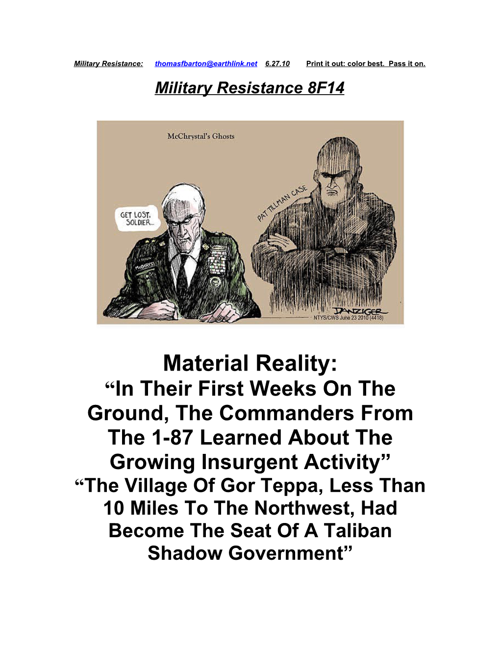 Military Resistance 8F14