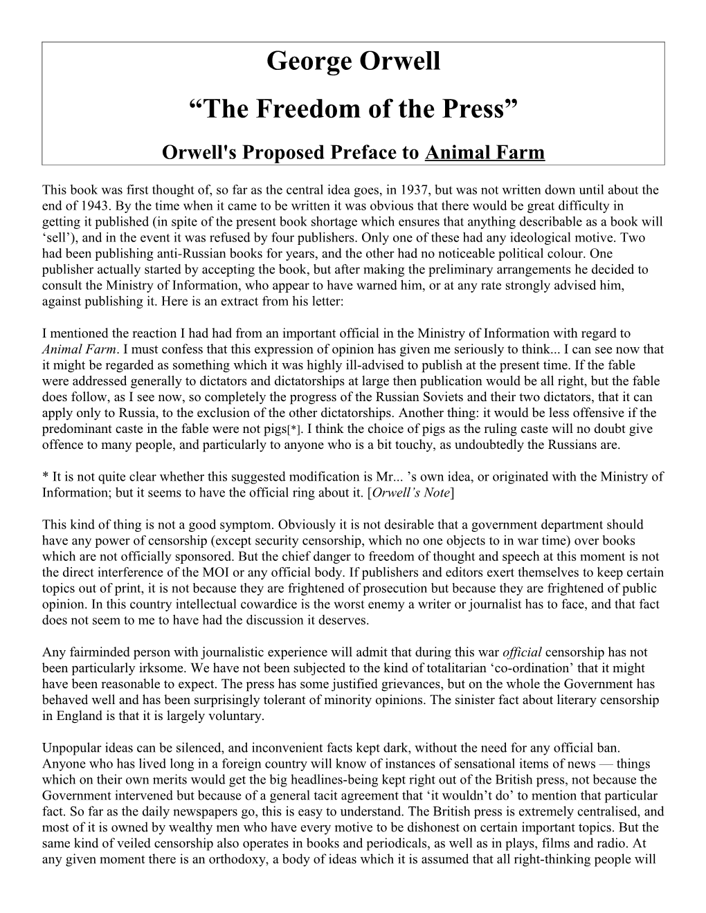 The Freedom of the Press