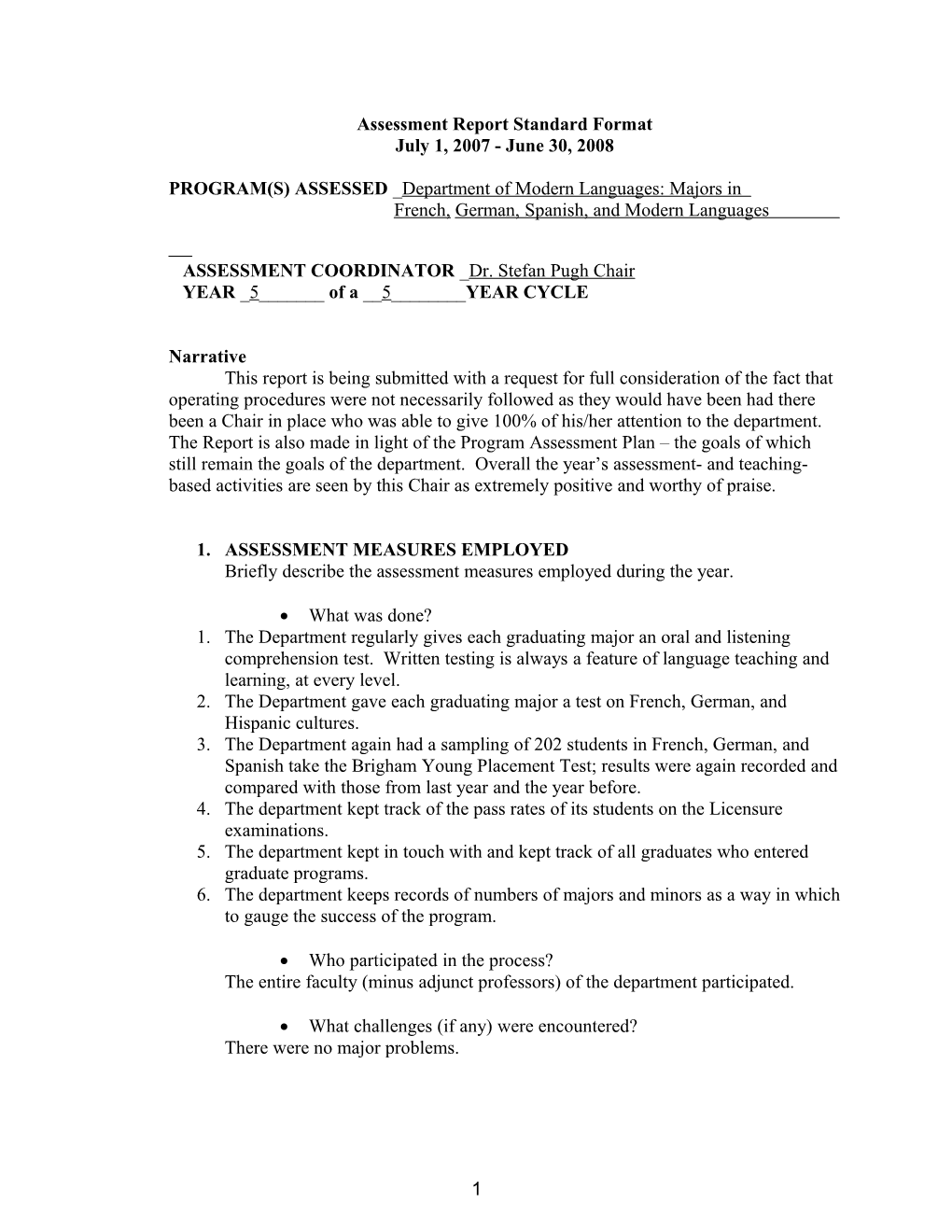 Assessment Report Standard Format s2