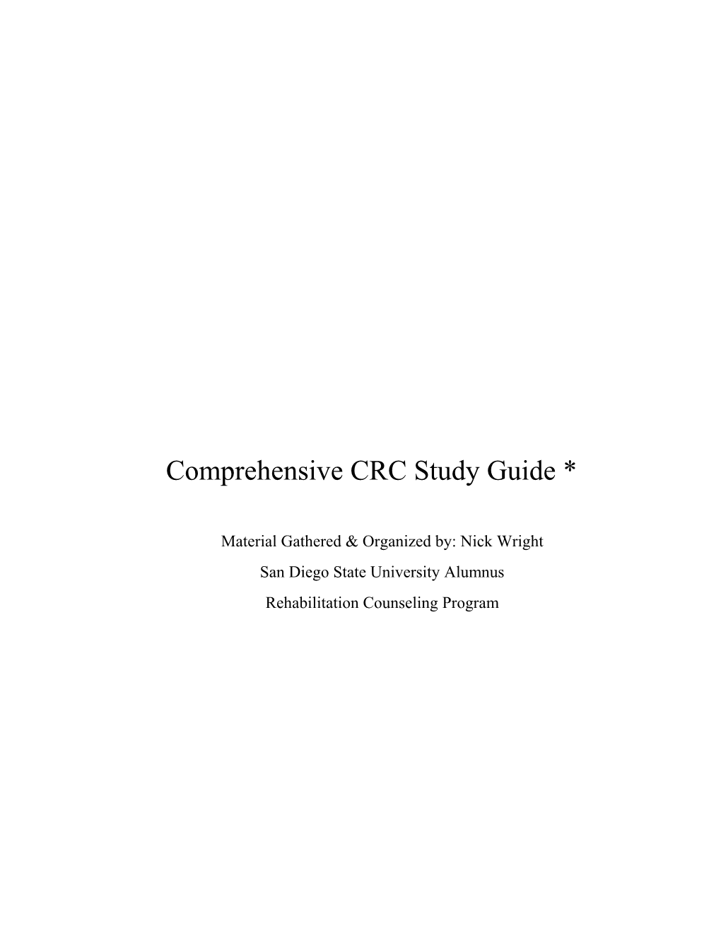 Comprehensive CRC Study Guide *