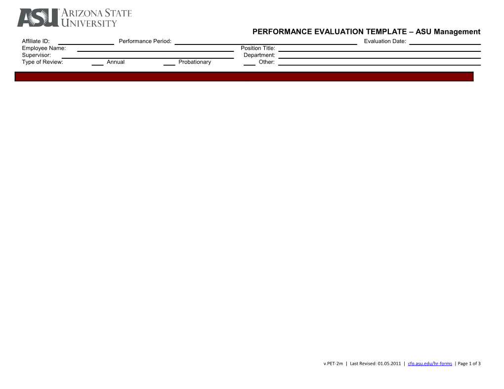 Performance Appraisal Template - ASU Management