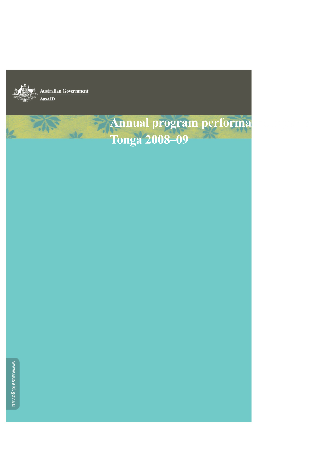 Annual Program Performance Report: Tonga 2008 09