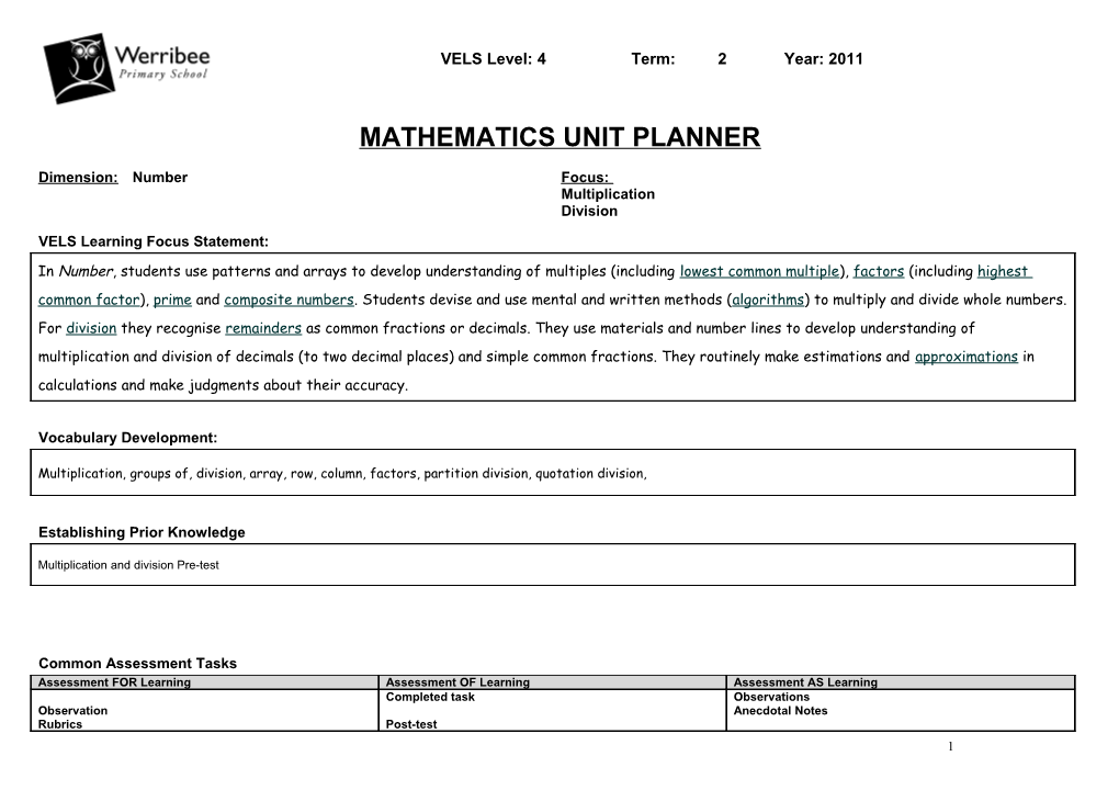 Mathematics Week Term