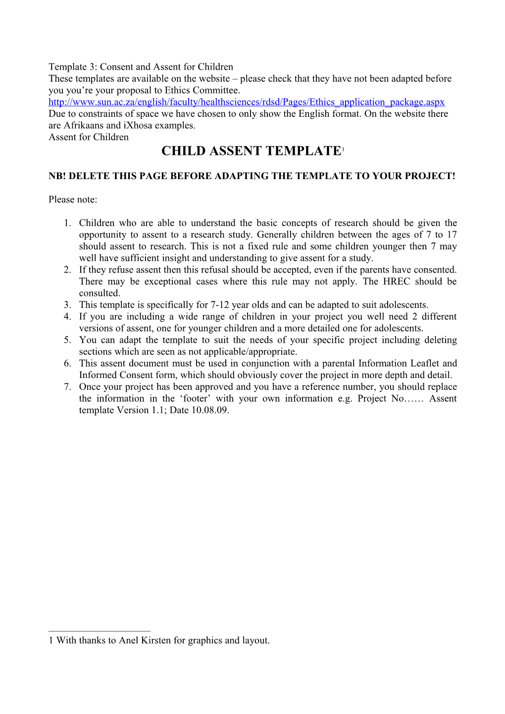 Template 3: Consent and Assent for Children