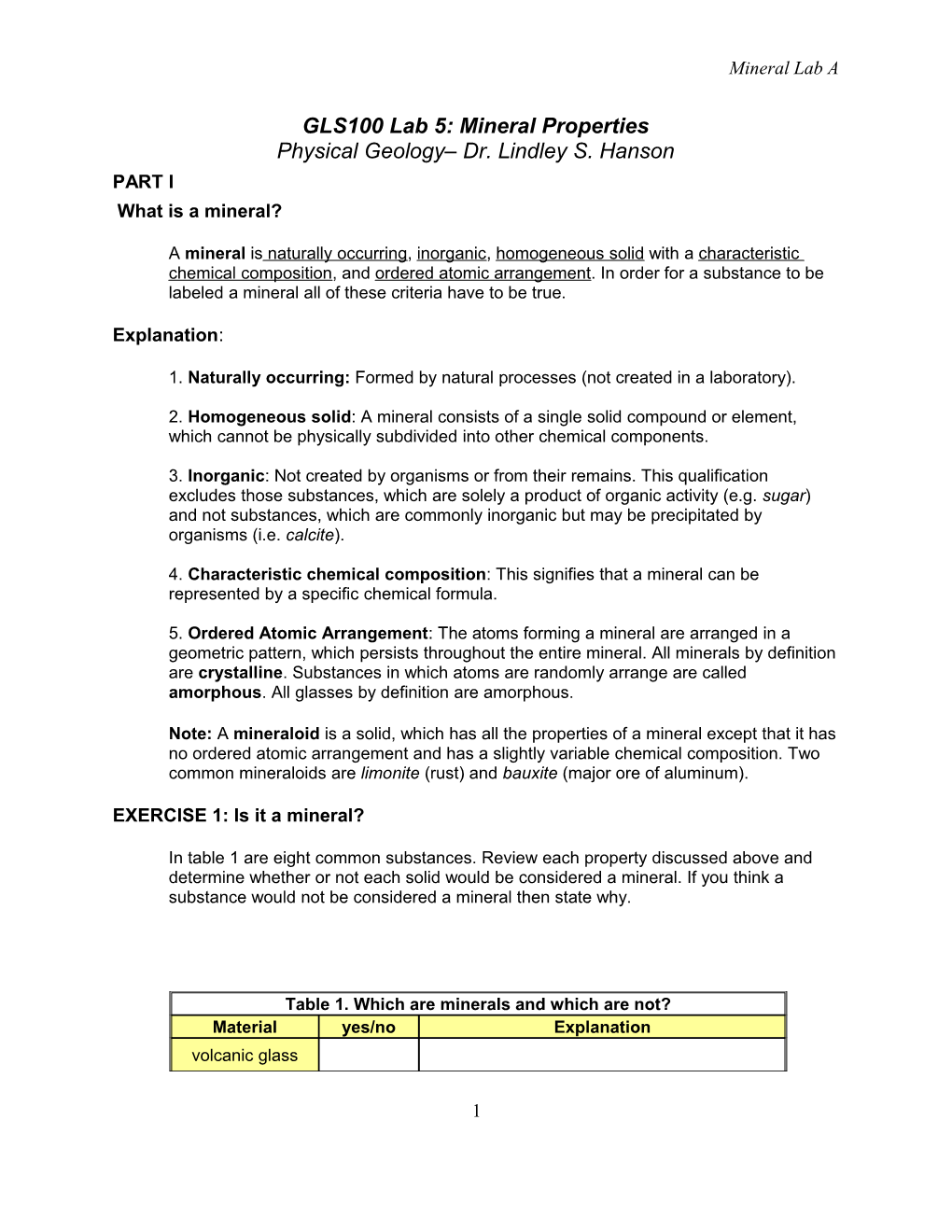 GLS100 Lab 5: Mineral Properties