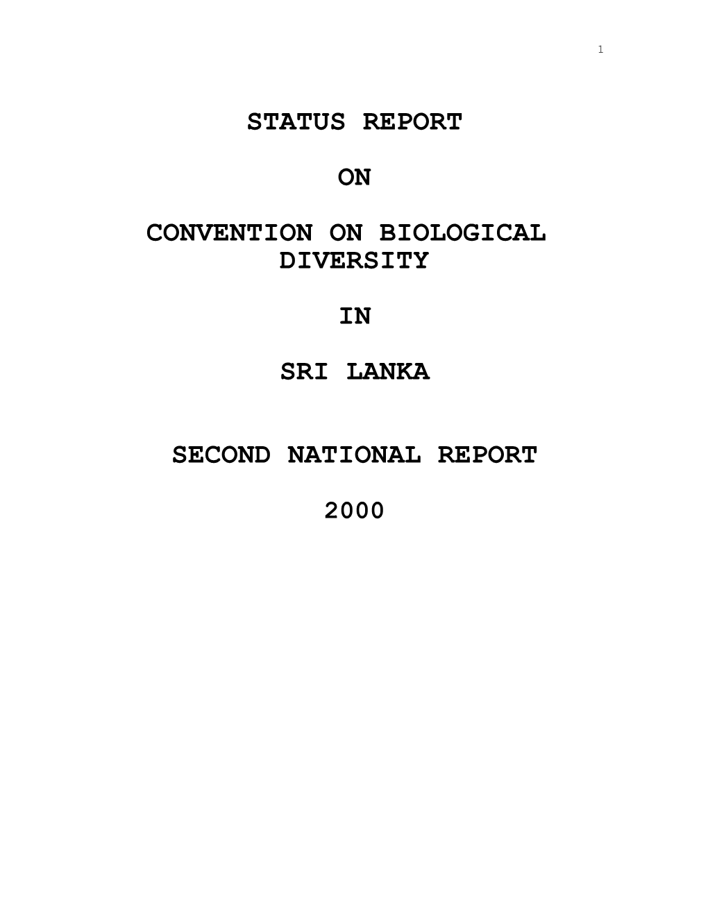 CBD Second National Report - Sri Lanka (English Version)