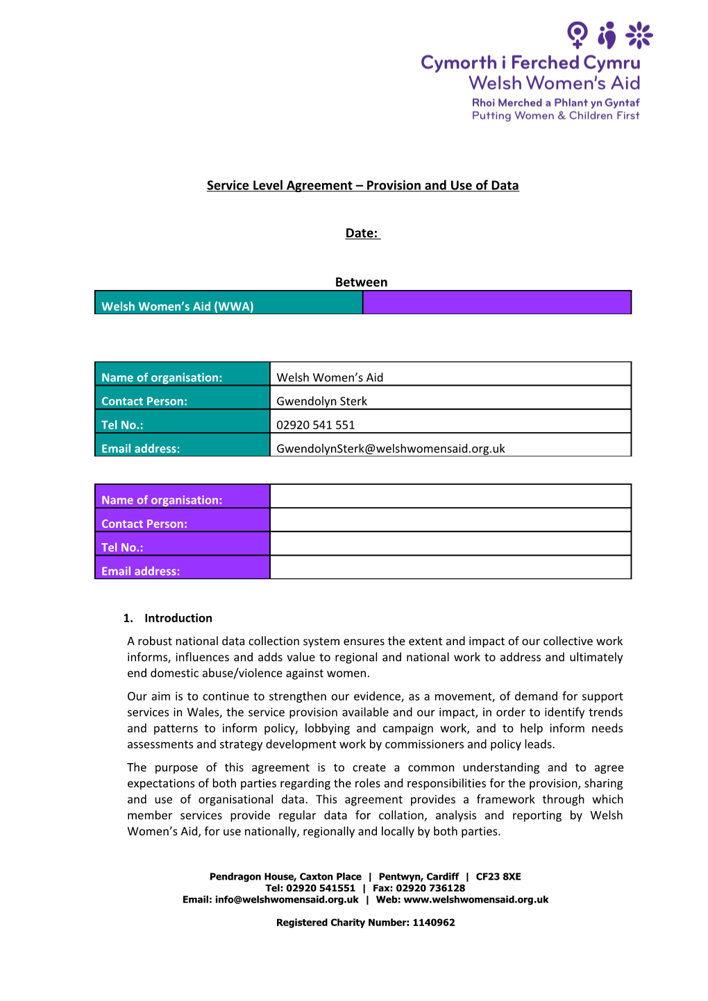 Service Level Agreement Provision and Use of Data