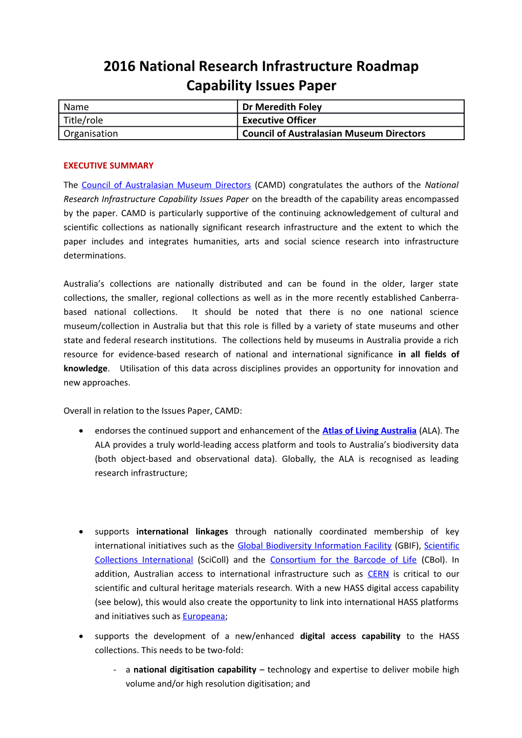 2016 National Research Infrastructure Roadmap Capabilityissues Paper s1