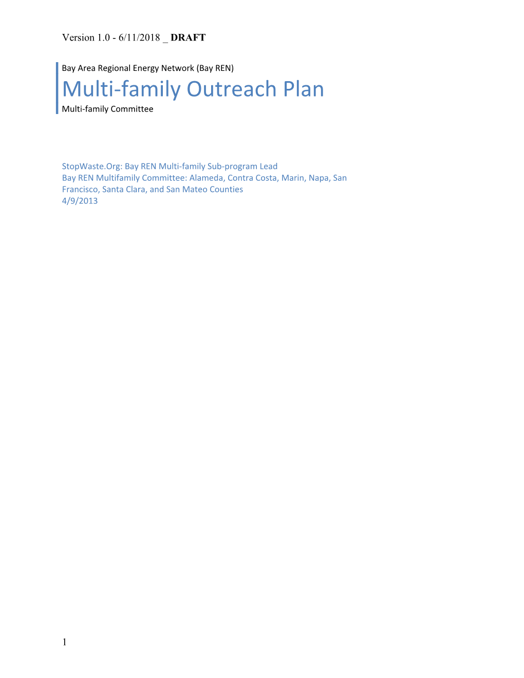 Multifamily Outreach Plan